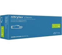 MERCATOR MEDICAL Nitrylex Classic Guanti Nitrile Monouso, da Esame Protettivi, Senza Polvere, Non Sterili, Blu, Taglia S (6-7), Ambidestri, Micro + Punta Dita Texturizzata, Dispenser Box 100 Pz