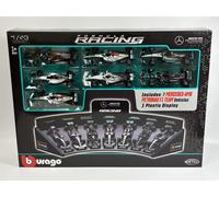 Mercedes AMG Petronas Formula 1 Set 7 Auto con Display Stand 1:43 Bburago 38170