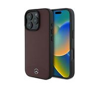 Custodia rigida in pelle Mercedes per iPhone 16 Pro Max con MagSafe, colore ross