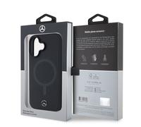 Custodia MagSafe in pelle liscia Mercedes per iPhone 16 Plus, colore nero