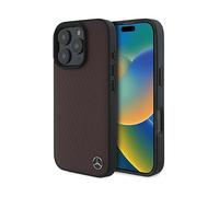 Custodia per iPhone 16 Pro Max Mercedes in legno e pelle con MagSafe, colore ros