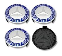 Mercedes Set 4 Copricerchi Cerchio in Lega Centro Mozzo Blu Chrome 75mm GLA GLB