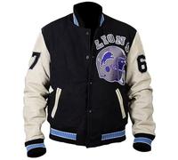 MERCH ATTIRE Giacca bomber da uomo Beverly Hills Cop Eddie Murphy Baseball Tom Hardy Venom Letterman Varsity, 4) Maniche in PU bianco sporco - Lana anteriore, 4XL