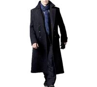 MERCH ATTIRE Sherlock Holmes Benedict Cumberbatch - Giacca da investigatore consulente in lana, colore: nero, Lana - Cappotto Lungo Nero, XL