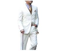 MERCH ATTIRE Uomo Grande Gatsby Leonardo Dicaprio 3 Pezzi Vestito Gilet & Pantaloni Formale Classico Business Casual Lusso, Colore bianco - Suit, XL
