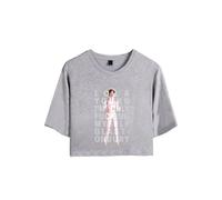 Merch Lola Young I am Only F Myself Album Music Crop Top T-Shirt Donna Ragazza Manica Corta, grigio, M