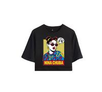 Merch Nina Chuba Essential Crop Top T-Shirt Donna Ragazza Manica Corta, Nero , XL