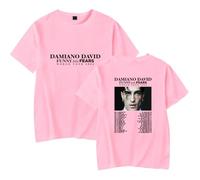 Merch T-Shirt Damiano David Funny Little Fears World Tour 2025 Manica Corta Unisex, rosa, S