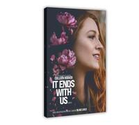 MERCHA Poster su tela con scritta "It Ends With Us", decorazione per camera da letto, ufficio, camera da letto, regalo, 50 x 75 cm