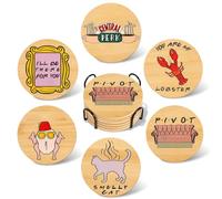 Merchandise della Serie TV Amici - Set di 6 sottobicchieri con amici, regali per donne, sottobicchieri in legno