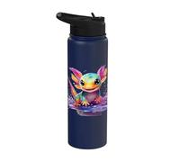 Merchandising axolotl colorato con spruzzi di colore Stainless Steel Insulated Water Bottle