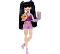 Barbie dream besties - renee, bambola alla moda con capelli neri e ciocche viola , 11 accessori a tema vlog di cucina e viaggi inclusi