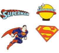 Grupo Erik: Set di 4 Spille da collezione in metallo di Superman, Spille personalizzate DC Comics/Merchandising Ufficiale, Superman 2025, Gadget Supereroi