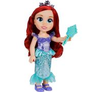 Disney Princess - bambola 38 cm di Ariel, con i suoi abiti iconici arricchiti da dettagli glitterati, tiara scintillante e scarpette coordinate, i suoi occhi brillano
