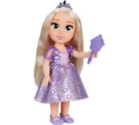 Disney Princess Bambola 38 cm di Rapunzel, con i Suoi Abiti Iconici Arricchiti da Dettagli Glitterati, Tiara Scintillante e Scarpette Coordinate, i Suoi Occhi Brillano