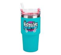 Paladone Fortnite - Borraccia termica blu da 600 ml con cannuccia e bicchiere, con licenza ufficiale, per bevande calde e fredde, tè, caffè