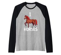 Merchandising I Love Horses Maglia con Maniche Raglan