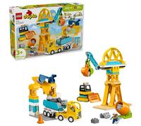 LEGO DUPLO Cantiere e Veicoli 3 in 1 - Gioco Didattico per lo Sviluppo della Motricità Fine - Include Camion Giocattolo, Gru e Escavatori - Regalo di Compleanno per Bambini e Bambine da 3 Anni - 10476
