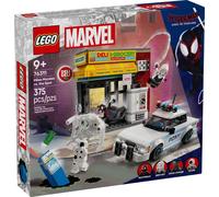 Lego marvel 76311 spider-verse: miles morales contro la macchia, edificio e macchina giocattolo da costruire, giochi bambini9+