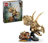 Lego jurassic world 76969 fossili di dinosauro: teschio di triceratopo, giocattolo con supporto e minifigure, giochi bambini 9+