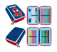 CERDÁ LIFE'S LITTLE MOMENTS Astuccio con accessori Spidey con pennarelli, matite e penne | Astuccio scolastico per bambini con design Marvel, Spidey, 12.5x19.5x4.5 cm, Licenza