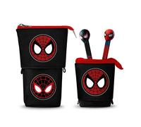 Marvel Spiderman Peter-Astuccio Cute + 2 Penne Gel Cancellabili, Nero e Rosso, 11,5 x 17 cm