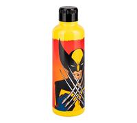Paladone, Borraccia in metallo giallo e rosso con tappo a vite di Wolverine degli X-Men, con licenza ufficiale Marvel, riutilizzabile, in acciaio inox, 500 ml, a tema supereroi, per scuola, lavoro