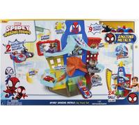 Spidey city playset con 2 veicoli esclusivi. una pista con doppio tracciato, diversi meccanismi di gioco e con due veicoli diecast inclusi