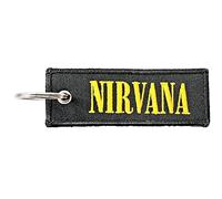 Nirvana Portachiavi in plastica nera con logo (toppa su entrambi i lati), nero, taglia unica