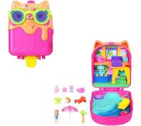 Polly Pocket - Cofanetto Resort Gattino Ghiacciolino, set portatile con una microbambola, un amico cucciolo e 11 accessori a tema inclusi, giocattolo per bambini, 4+ anni, JCB17