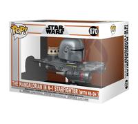 Funko Pop Rides Mandalorian Mandaloriano & N - 1 Starfighter 76549 Trasparente