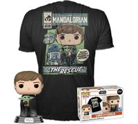 Funko Pop & Tee: Mandalorian - Luke Skywalker With Grogu (The Child, Baby Yoda)