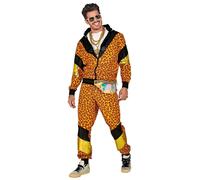 W WIDMANN MILANO Party Fashion - Costume tuta 80s leopardato, tuta da jogging, stile retrò, outfit cattivo gusto