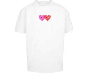 Merchcode Abbracci e amore Due cuori pesantirsize Tee MP5012536 L Bianco