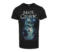 Merchcode Alice Cooper Incisione Blue Té Maglia Top T Shirt Musica Rock Band