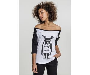 Merchcode Camicia femminile da donna brandizzata - Banksy's Graffiti Ape Raglan Tee White/Black XXL Bianco