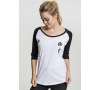Merchcode Camicia femminile da donna brandizzata - Banksy's Graffiti Balloons Raglan Tee White/Black XS Bianco