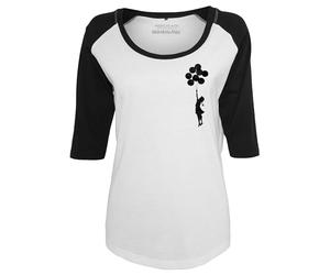 Merchcode Ladies Banksy Balloons Raglan Tee Wht/Blk XS