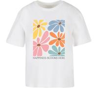 Merchcode Maglietta donna Donna Happiness Blooms Here Tee MP0009500 XXL Bianco