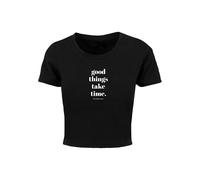 Merchcode Maglietta 'Good Things Take Time' nero / bianco Donna Merchcode S nero / bianco