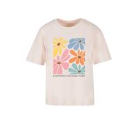 Merchcode Maglietta 'Happiness Blooms Here' arancione / rosa / rosa chiaro / nero Donna Merchcode XXL arancione / rosa / rosa chiaro / nero