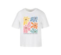 Merchcode Maglietta 'Happiness Blooms Here' limone / arancione / rosa chiaro / bianco Donna Merchcode 4XL