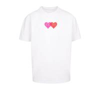 Merchcode Maglietta 'Hugs & Love - Two Hearts' rosa / rosso sangue / bianco Uomo Merchcode L