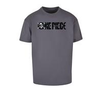 Merchcode Maglietta 'One Piece Jolly Roger' grigio scuro / nero / bianco Uomo Merchcode L grigio scuro / nero / bianco