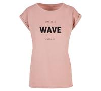 Merchcode Maglietta 'Summer - Life Is A Wave' rosa antico / nero Donna Merchcode M