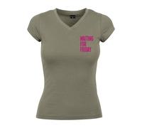 Merchcode Maglietta 'Waiting For Friday' cachi / rosa scuro Donna Merchcode L cachi / rosa scuro