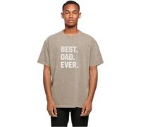 MERCHCODE Mp0006833-fathers Day-Best Dad Ever Acid Washed Heavy Oversized Tee T-Shirt, Cachi Scuro, XS Uomo