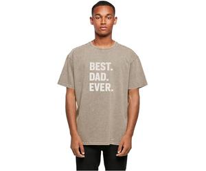 MERCHCODE Mp0006833-fathers Day-Best Dad Ever Acid Washed Heavy Oversized Tee T-Shirt, Cachi Scuro, XS Uomo