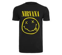 Merchcode Nirvana T-Shirt Lithium Manica Corta Girocollo Nero Bianco Jersey