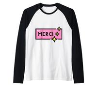 Merci Francese Grazie Maglia con Maniche Raglan